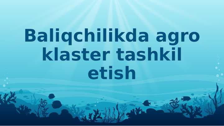 Baliqchilikda agro klaster tashkil etish
