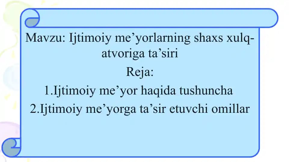 Ijtimoiy me'yorlarning shaxsiy xususiyatlariga ta'siri