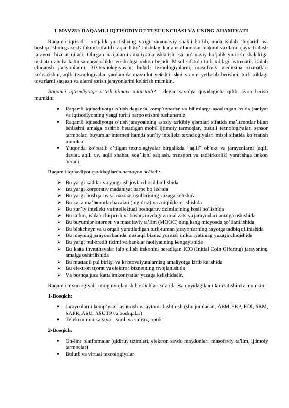 RAQAMLI IQTISODIYOT
