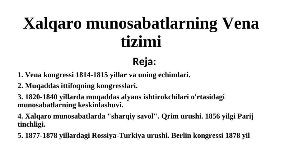 Xalqaro munosabatlarning Vena tizimi
