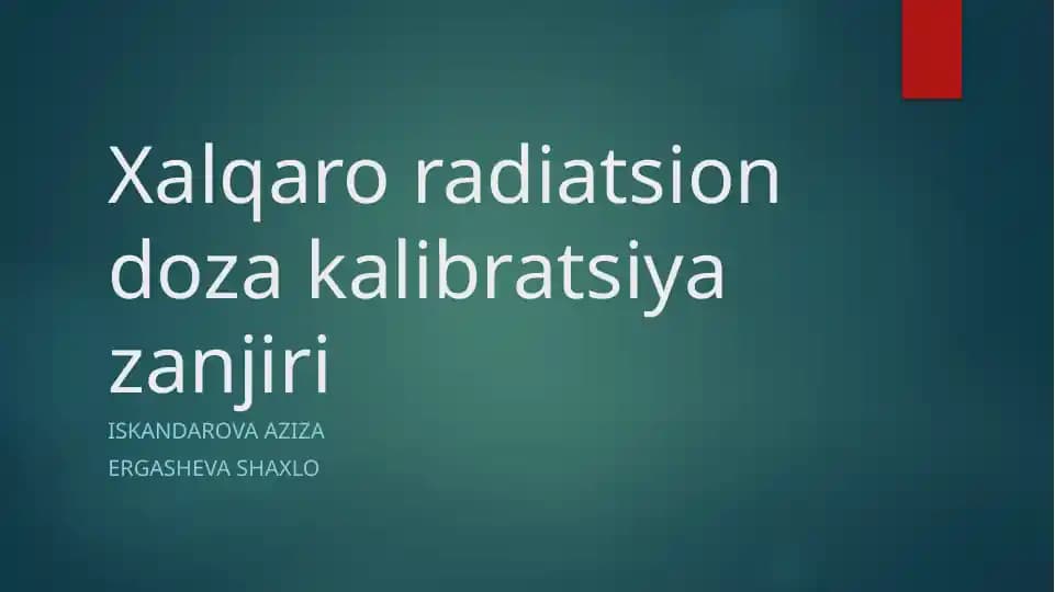 Xalqaror radiatsion doza kalibratsiya zanjiri