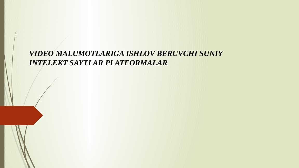 VIDEO MALUMOTLARIGA ISHLOV BERUVCHI SUNIY INTELEKT SAYTLAR PLATFORMALAR