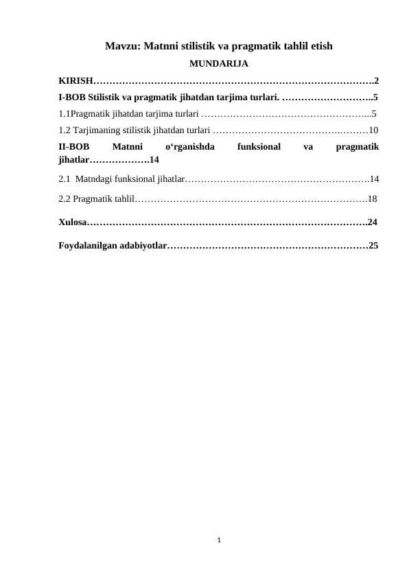 Matnni stilistik va pragmatik tahlil etish