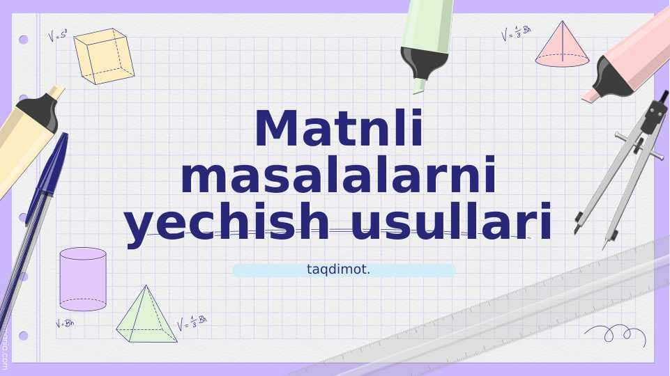 Matnli masalalarni yechish usullari