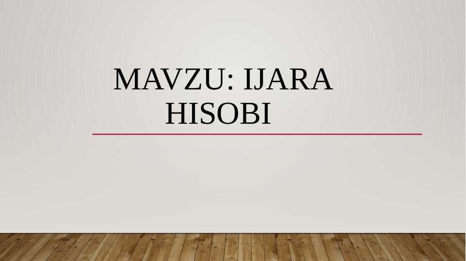 Ijara hisobi