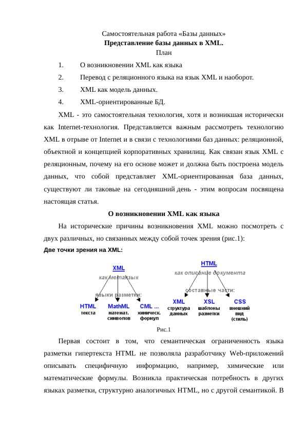 Представление базы данных в XML