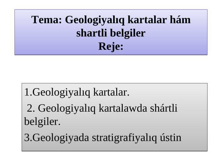 Geologiyalıq kartalar hám shartli belgiler