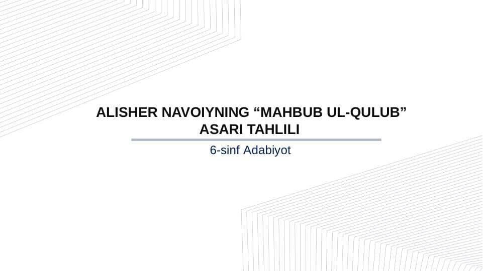 ALISHER NAVOIYNING “MAHBUB UL-QULUB” ASARI TAHLILI