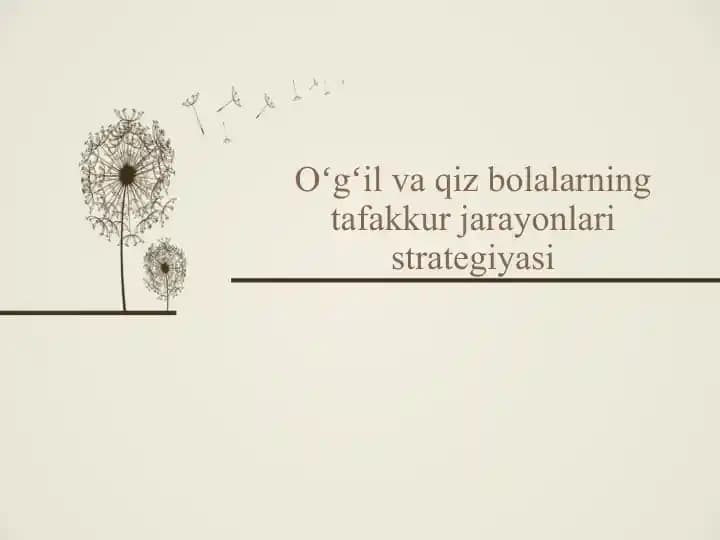 O‘g‘il vaqiz bolalarning tafakkur jarayonlari strategiyasi