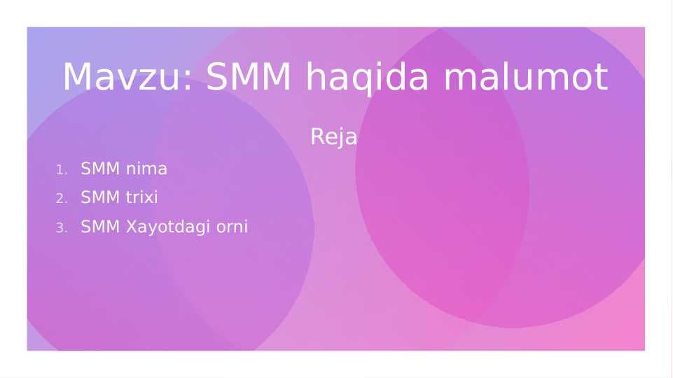 SMM XAQIDA MALUMOT