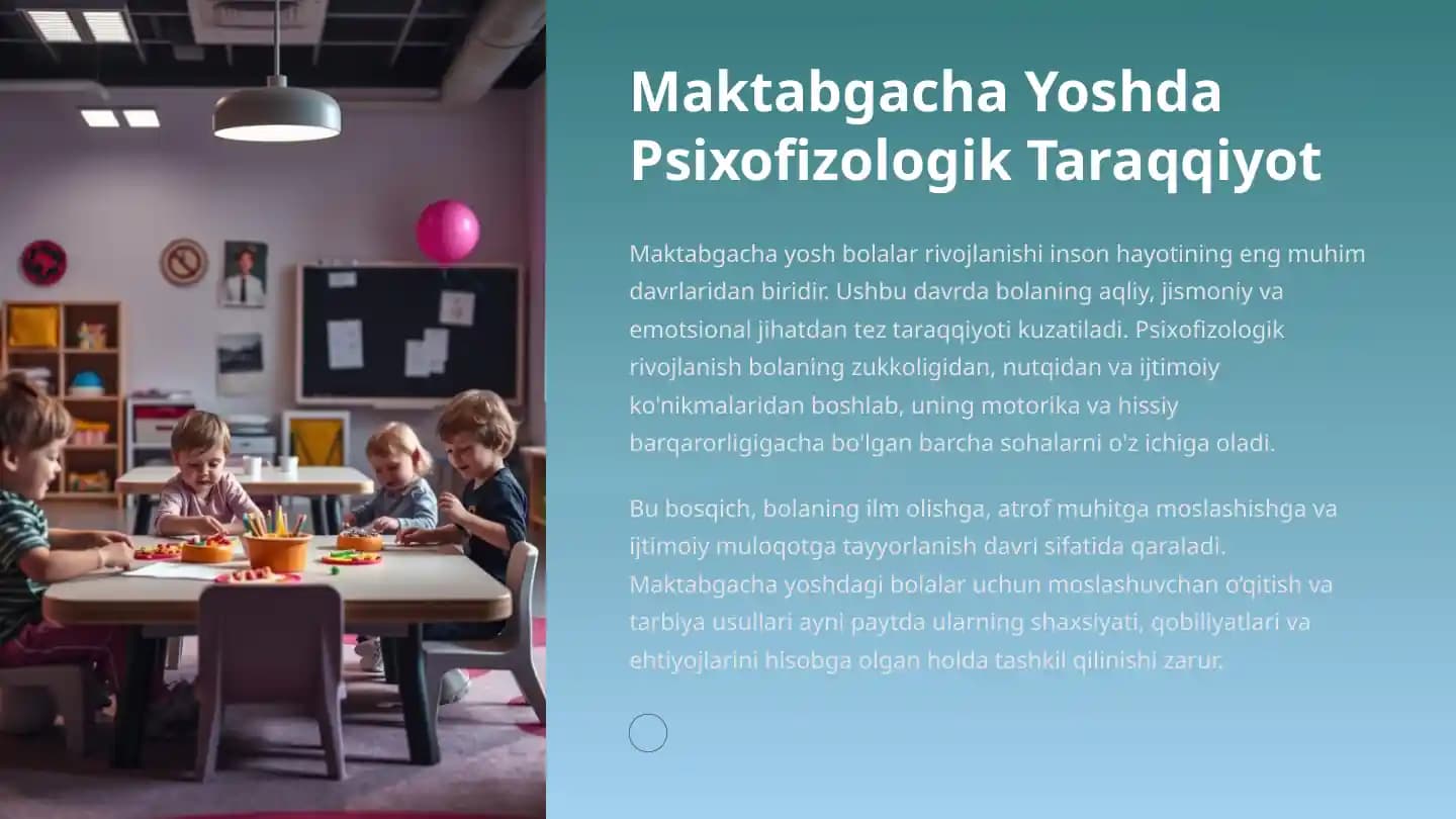 Maktabgacha Yoshda Psixofizologik Taraqqiyot
