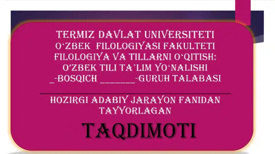 Murod Muhammad do’stning romanlari tahlili