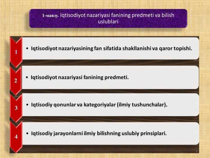 Iqtisodiyot nazariyasi fanining predmeti va bilish uslublari