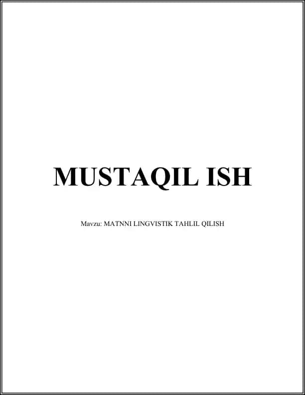 Matnni lingvistik tahlil qilish