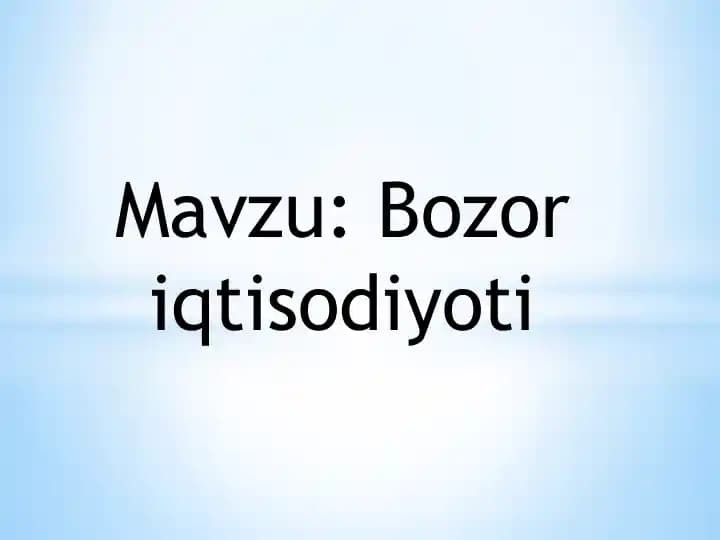 Bozor iqtisodiyoti