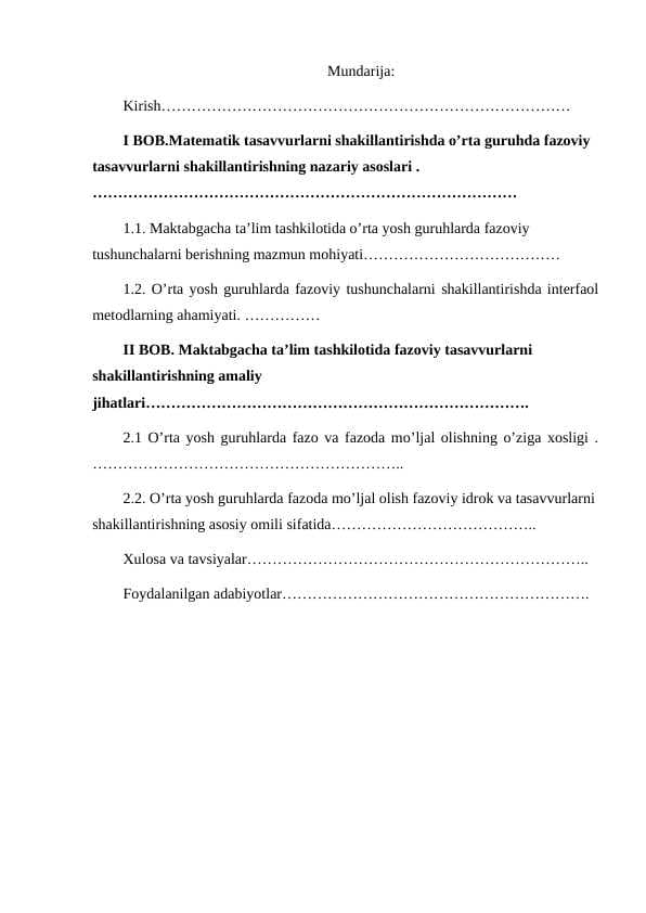 MATEMATIKA TASAVVURLARNI SHAKLLANTIRISHDA OʻRTA GURUHDA FAZOVIY TASSAVURLARNI SHAKLLANTIRISH
