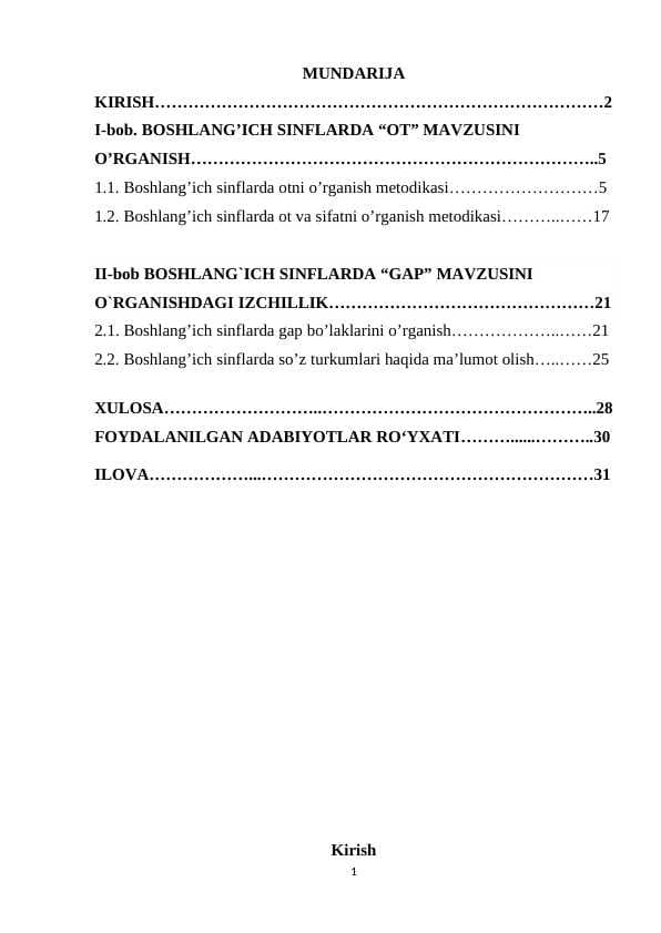 BOSHLANGʻICH SINFLARDA OT MAVZUSINI OʻRGANISH