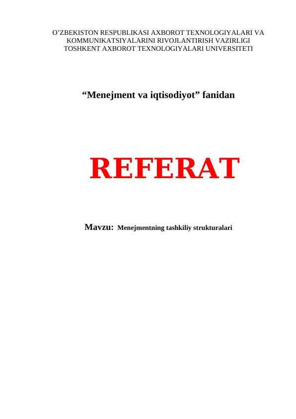 Menejmentning tashkiliy strukturalari