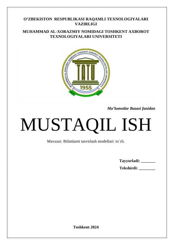 Bilimlarni tasvirlash modellari: to`rli.