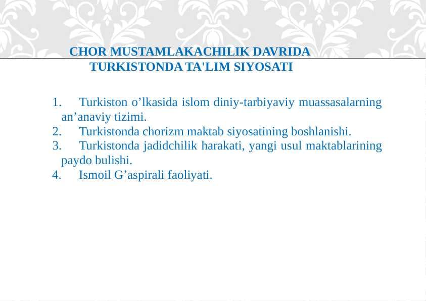 CHOR MUSTAMLAKACHILIK DAVRIDA