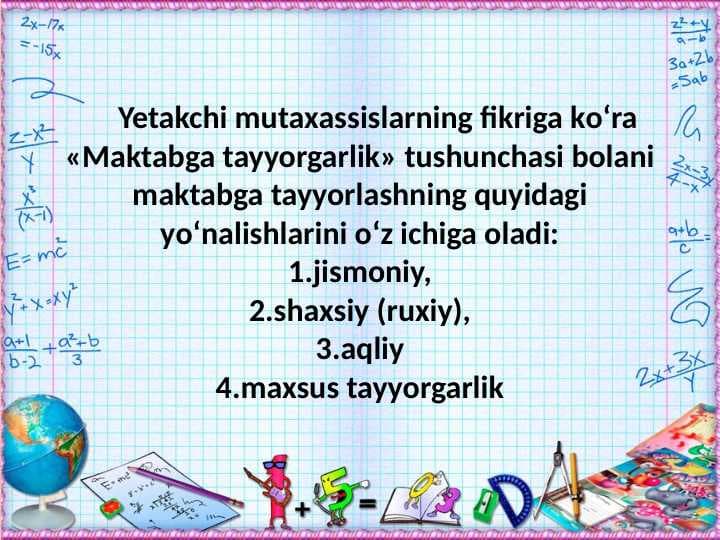 «Maktabga tayyorgarlik» tushunchasi