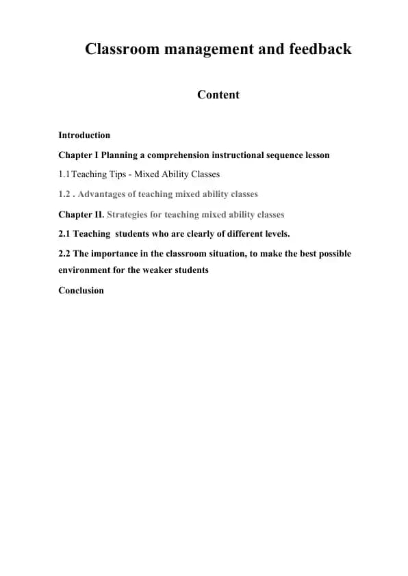 Classroom management and feedback