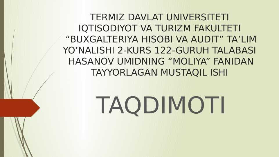 MOLIYAVIY NAZORATNI TASHKIL ETISHNING NAZARIY VA XUQUQIYASOSLARI
