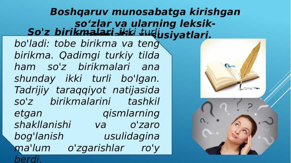 Boshqaruv munosabatga kirishgan so‘zlar