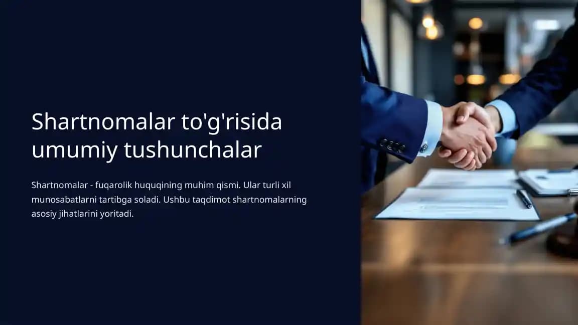 Shartnomalar to'g'risida umumiy tushunchalar
