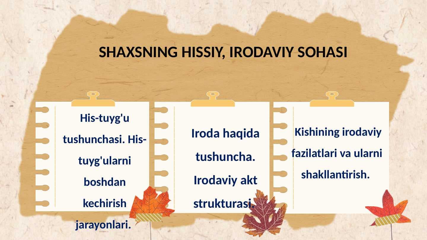 Shaxsning hissiy, irodaviy sohasi