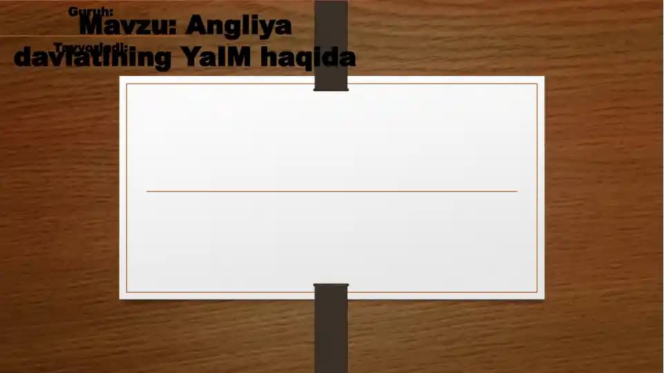 Angliya davlatining YaIM haqida