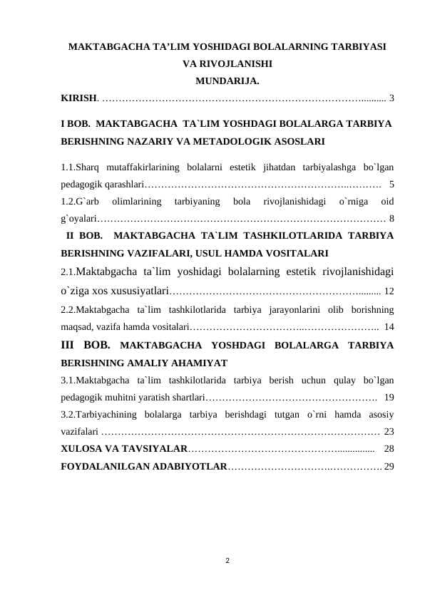 MAKTABGACHA TA’LIM YOSHIDAGI BOLALARNING TARBIYASI VA RIVOJLANISHI