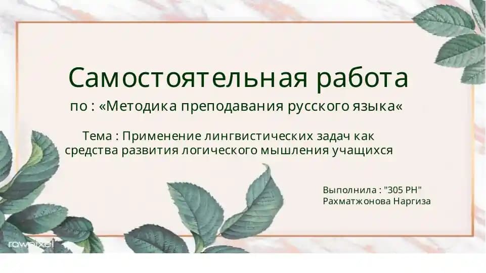 Применение лингвистических задач как средства развития логического мышления учащихся