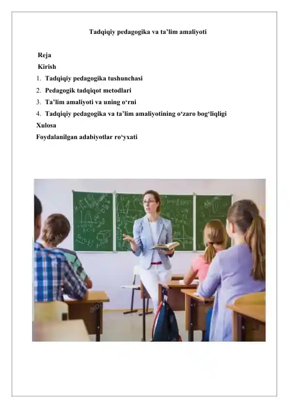 Tadqiqiy pedagogika va ta’lim amaliyoti