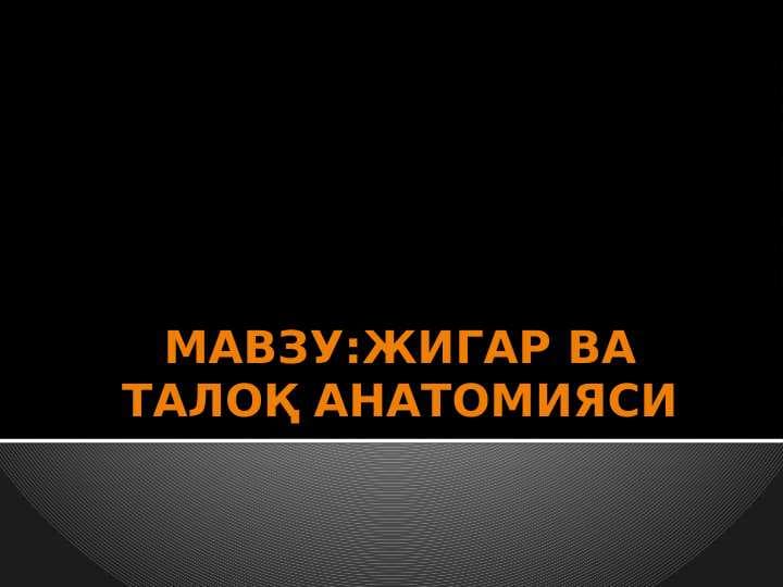 Jigar fva taloq anatomiyasi