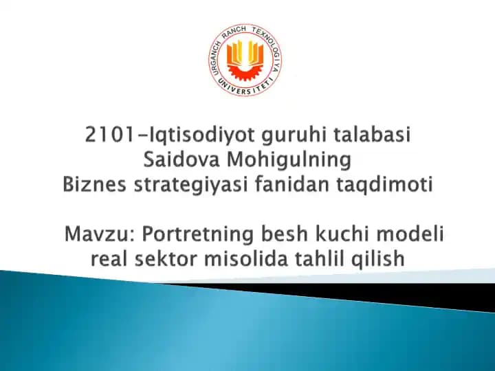 Porterning Beshta Kuchi Modeli