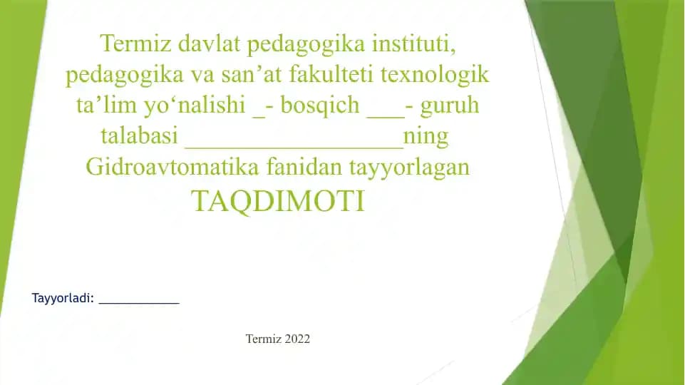 Gidravlik yo’qotishning ikki turi