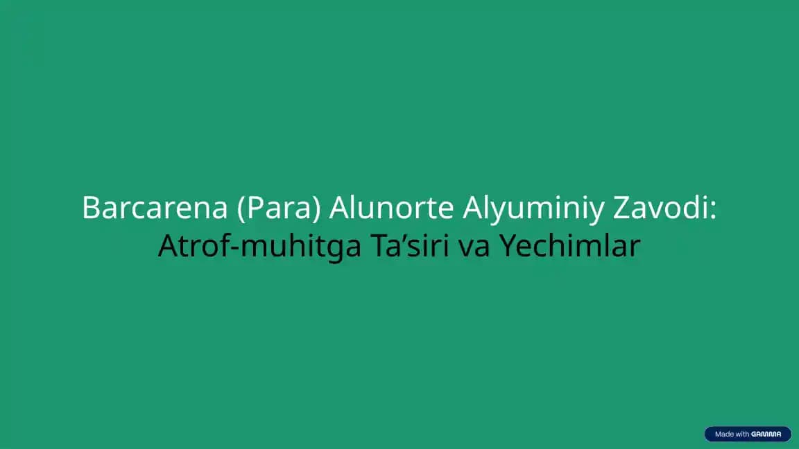 Barcarena (Para) Alunorte Alyuminiy Zavodi