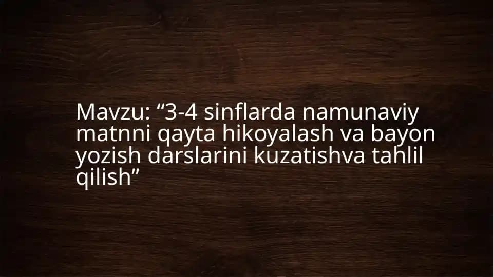 Bayon va tavziflash uchun tayyorgarlik matnlari