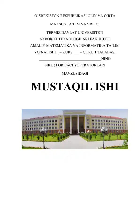 Sikl (for each) operatorlari