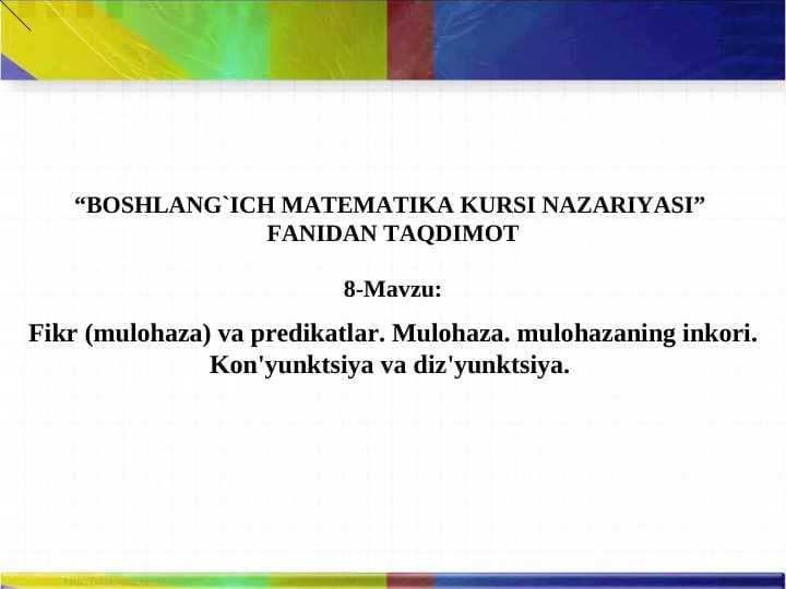 Fikr mulohaza va predikstlar