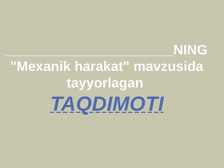 Mexanik harakat