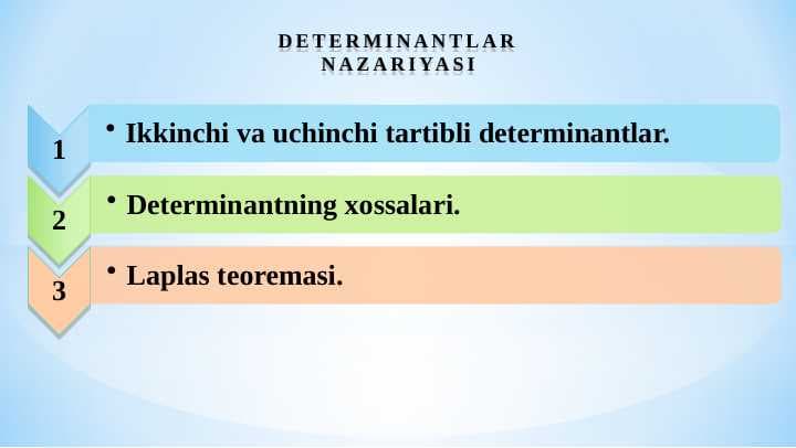 DETERMINANTLAR NAZARIYASI
