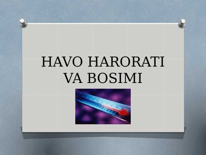 HAVO HARORATI VA BOSIMI