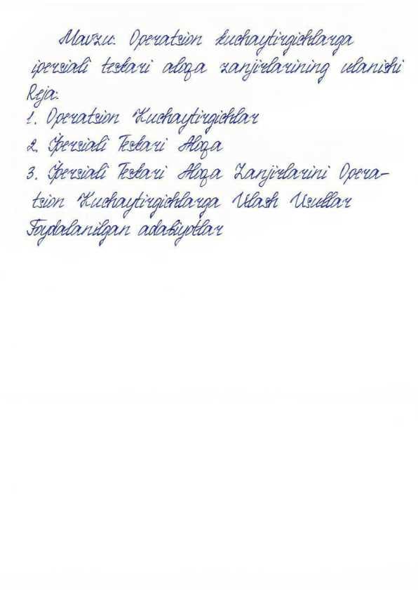 Operatsion kuchaytirgichlarga ipersiali teskari aloqa zanjirlarining ulanishi.