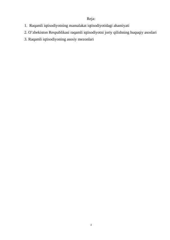 Mamlakat iqtisodiyotini rivojlantirishda informatika va raqamli texnologiyalarni oʻrni