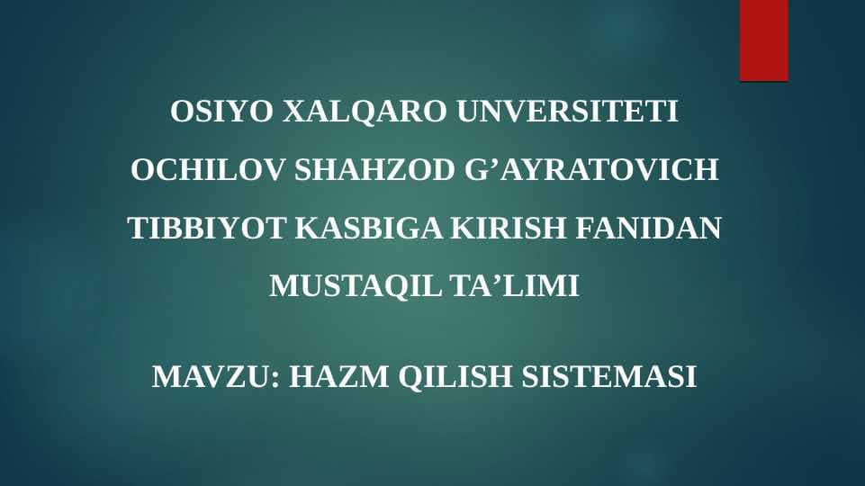 HAZM QILISH SISTEMASI