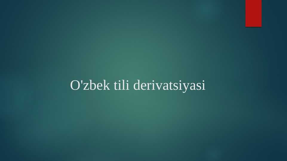O'zbek tili derivatsiyasi