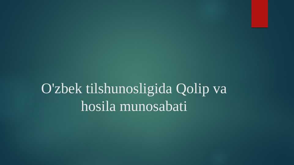 O'zbek tilshunosligida Qolip va hosila munosabati