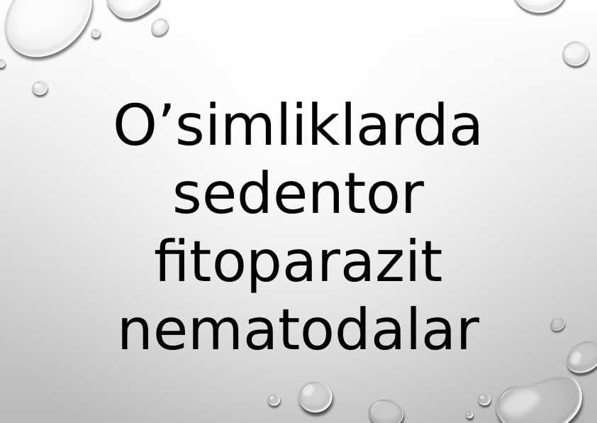 O’simliklarda sedentor fitoparazit nematodalar